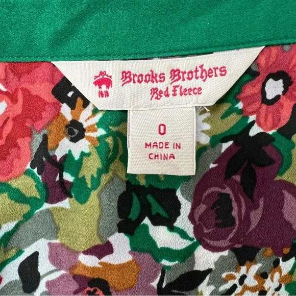 Brooks Brothers Retro Multicolor Floral Long Sleeve Dress with Green Stripe Band - Picture 6 of 12
